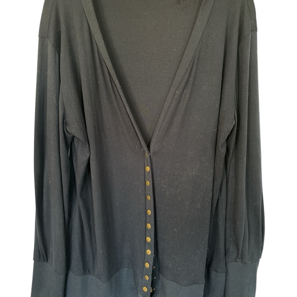 Steven McQueen Womens XXL Snap Front Knit Cardigan Cream Deep V-Neck 3/4 Sleeves